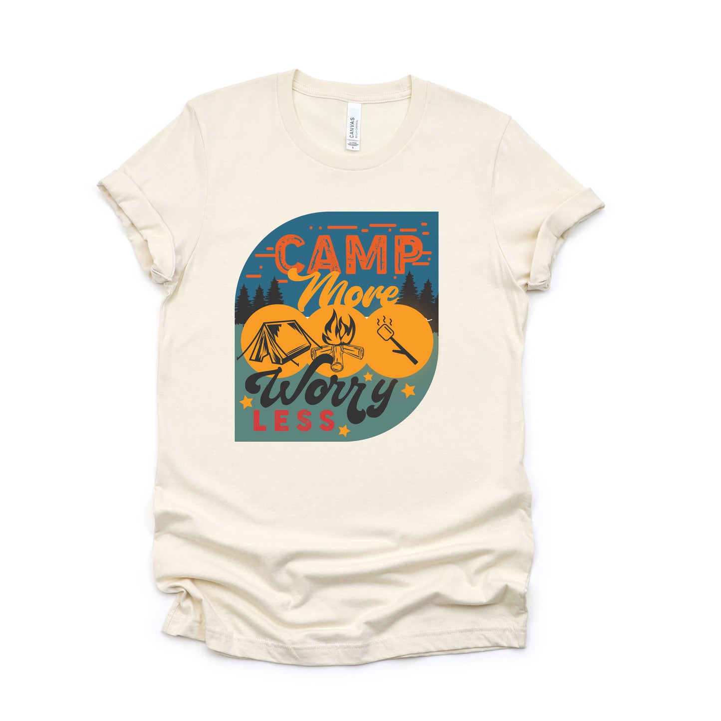 Camp More Worry Less Badge | Short Sleeve Graphic Tee