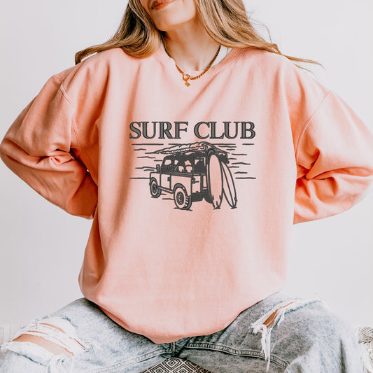 Embroidered Surf Club Jeep | Lightweight Garment Dyed Sweatshirt