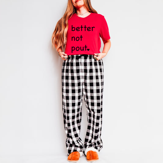 Better Not Pout Heart | Plaid Pajama Set