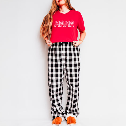 Mama Leopard Hearts | Plaid Pajama Set