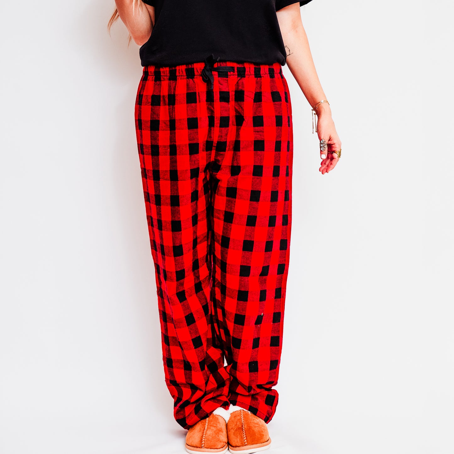 Peace Love Cupid Balloon Letters | Plaid Pajama Set