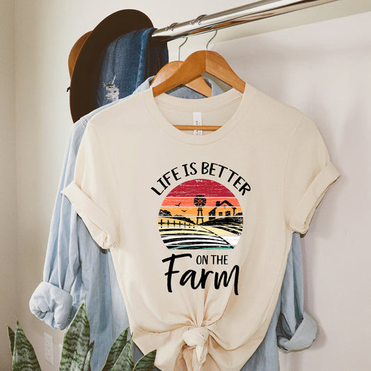 Life Is Better On The Farm Sunset | Short Sleeve Graphic Tee