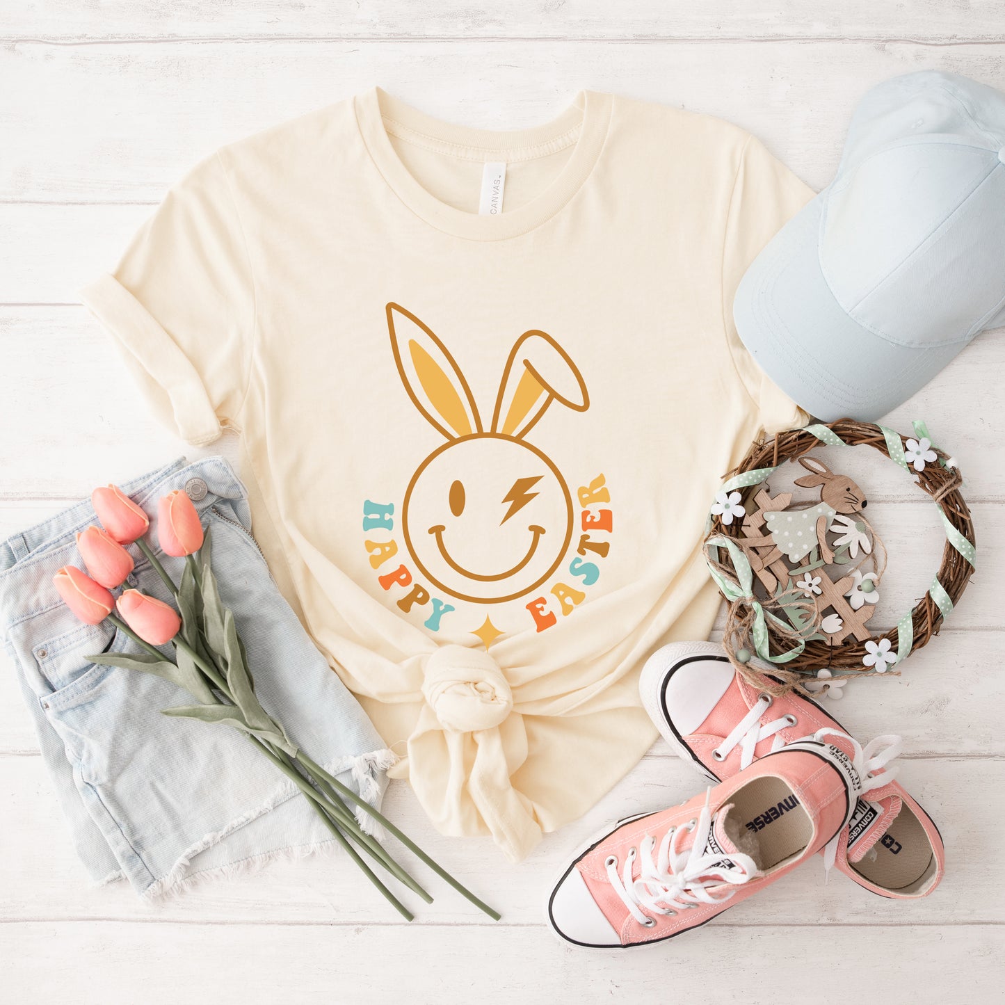 Happy Easter Bunny Wink | Short Sleeve Graphic Tee