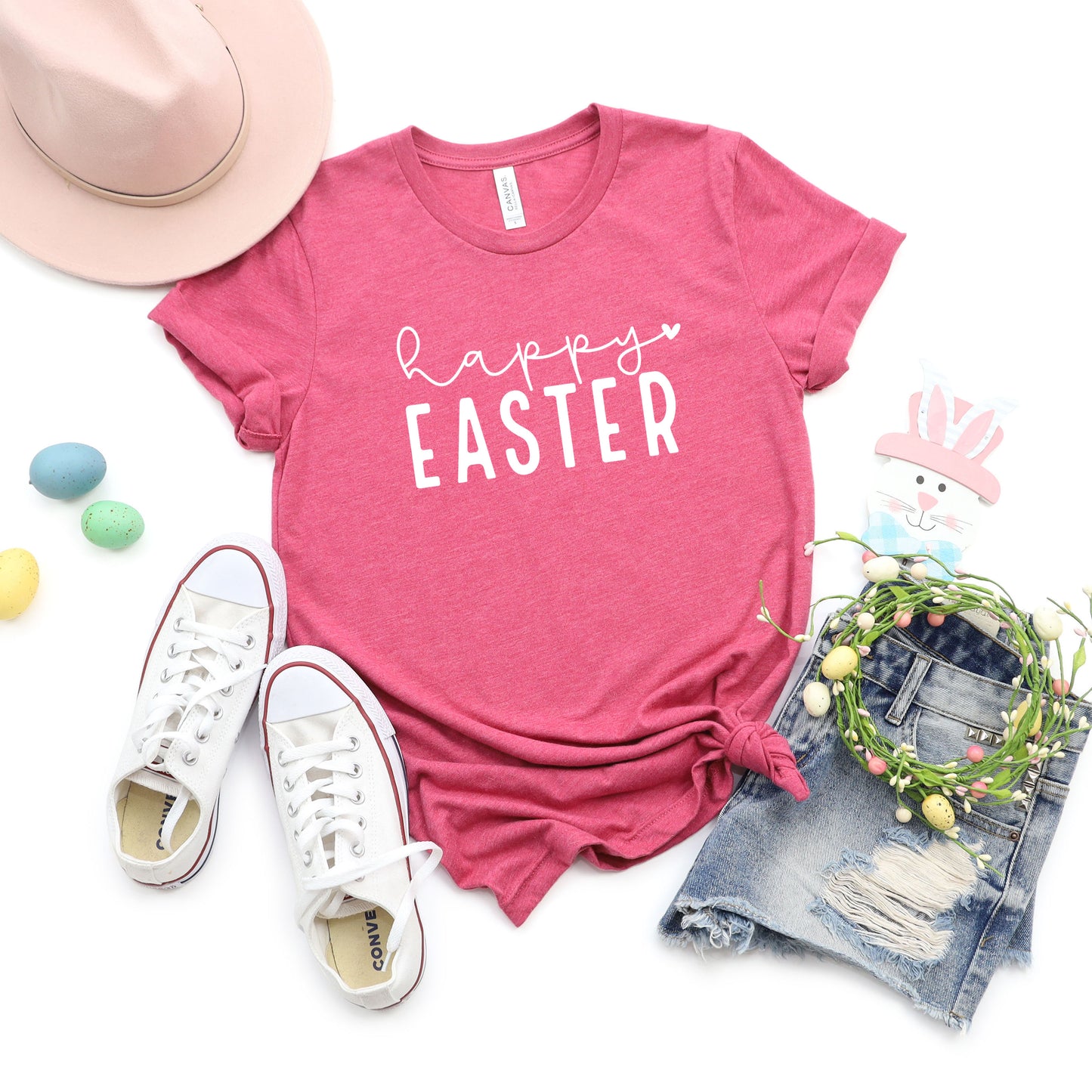 Happy Easter With Heart | Short Sleeve Graphic Tee