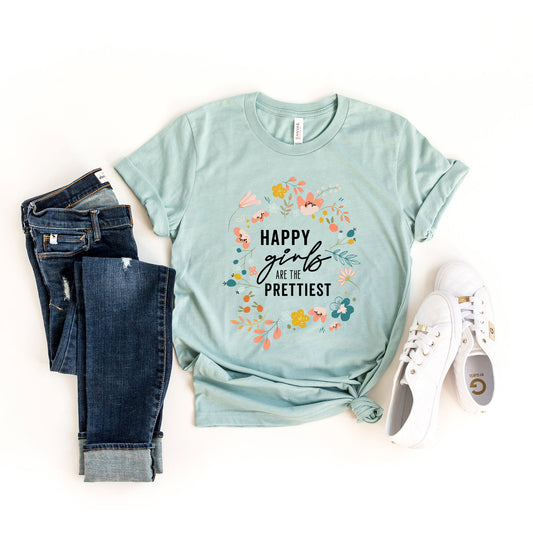 Happy Girls Are The Prettiest | Short Sleeve Graphic Tee