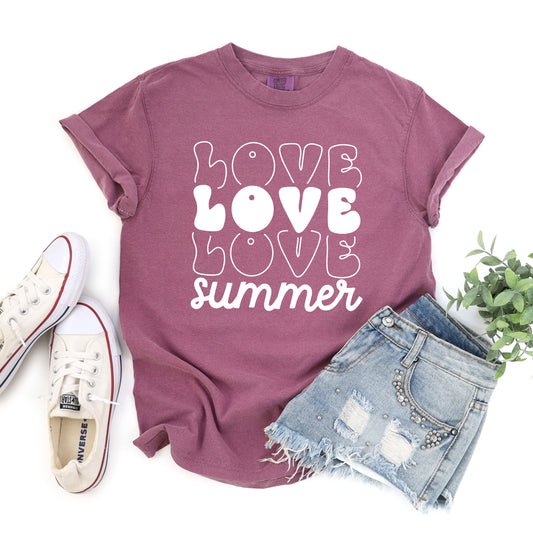 Love Summer Stacked | Garment Dyed Short Sleeve Tee