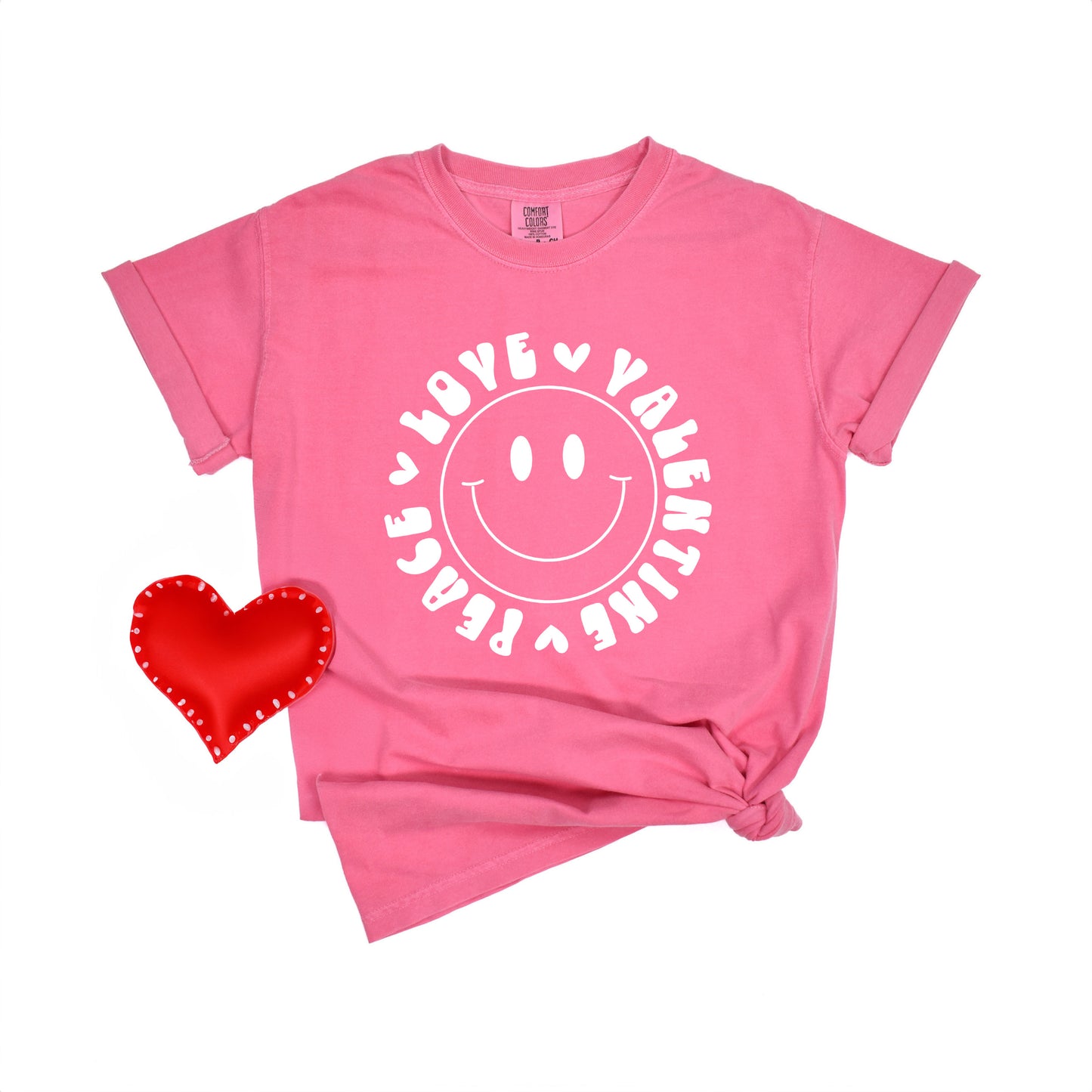 Peace Love Valentine Smiley | Garment Dyed Tee