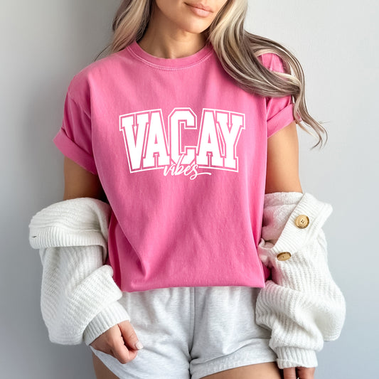 Varsity Vacay Vibes | Garment Dyed Short Sleeve Tee