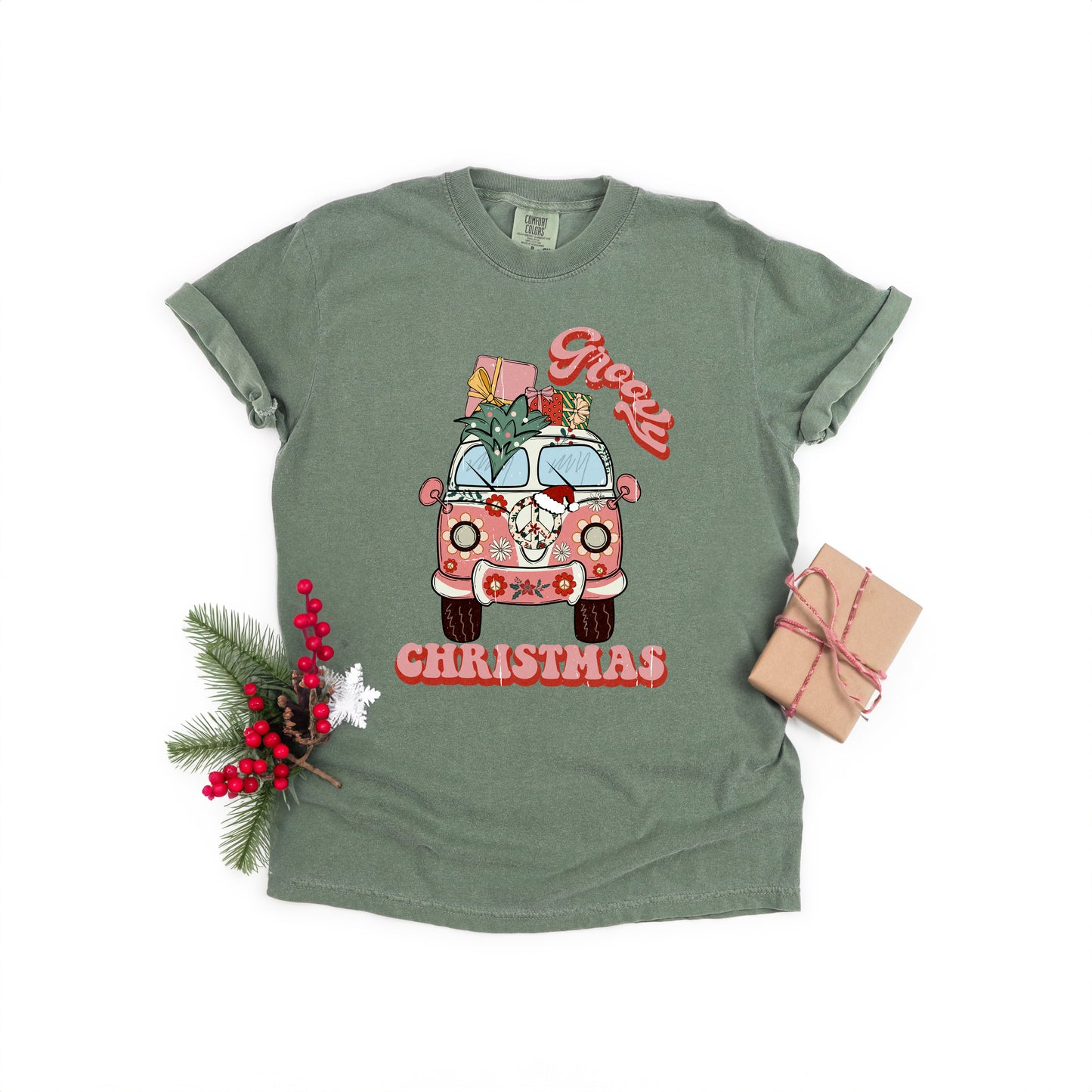 Retro Van Groovy Christmas | Garment Dyed Tee