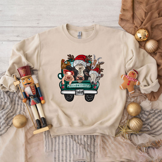 Merry Christmas Farm Truck | Sweatshirt