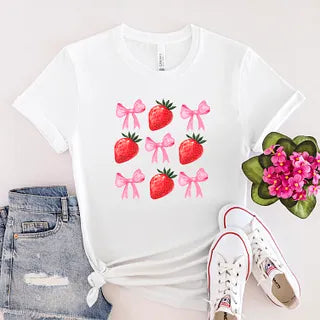 Strawberry Coquette Bow Chart | Short Sleeve Graphic Tee