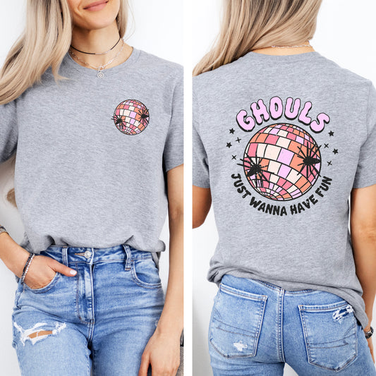 Ghouls Disco Ball | Front & Back Short Sleeve Graphic Tee