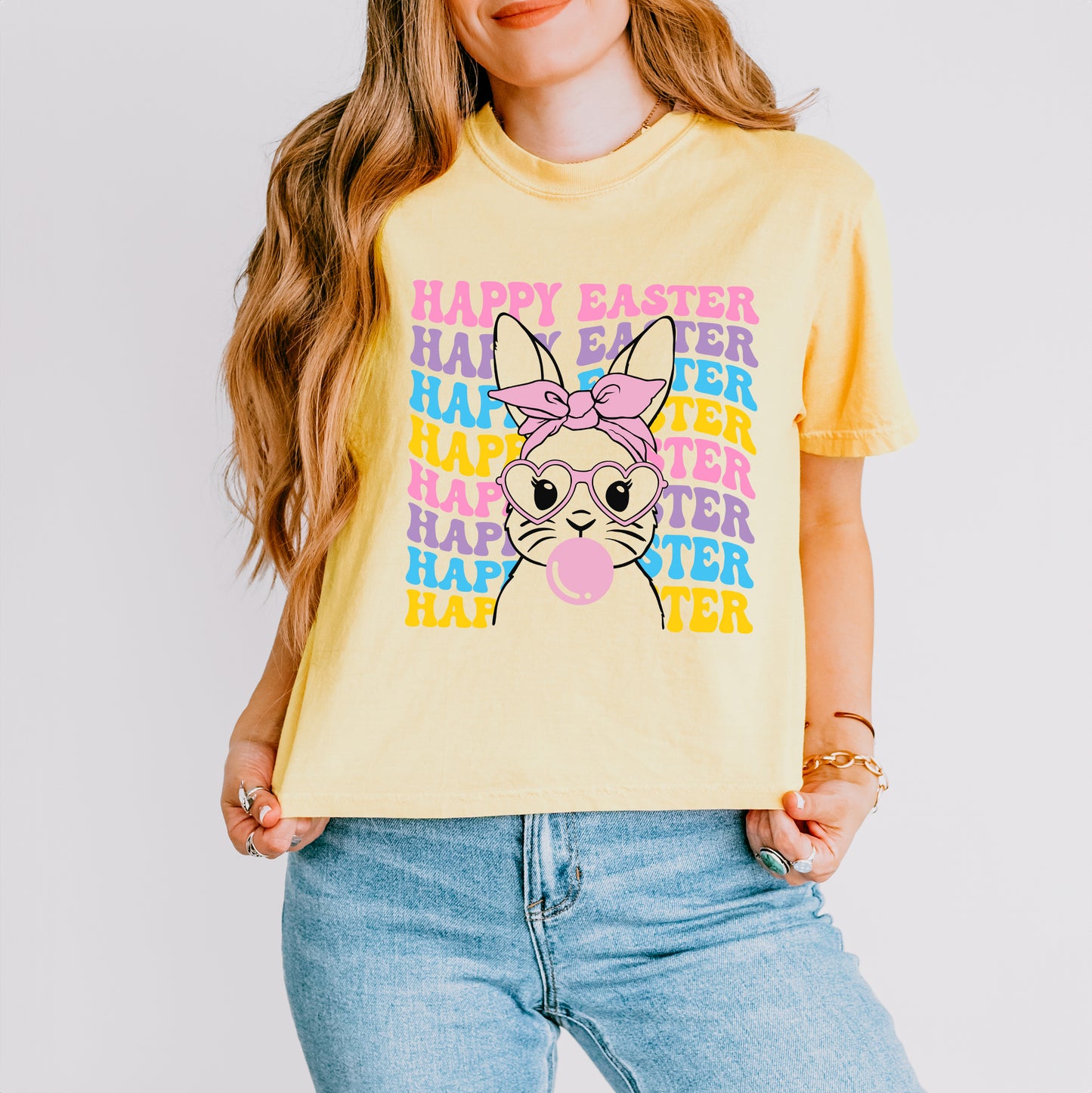 Groovy Easter Bunny | Relaxed Fit Cropped Tee