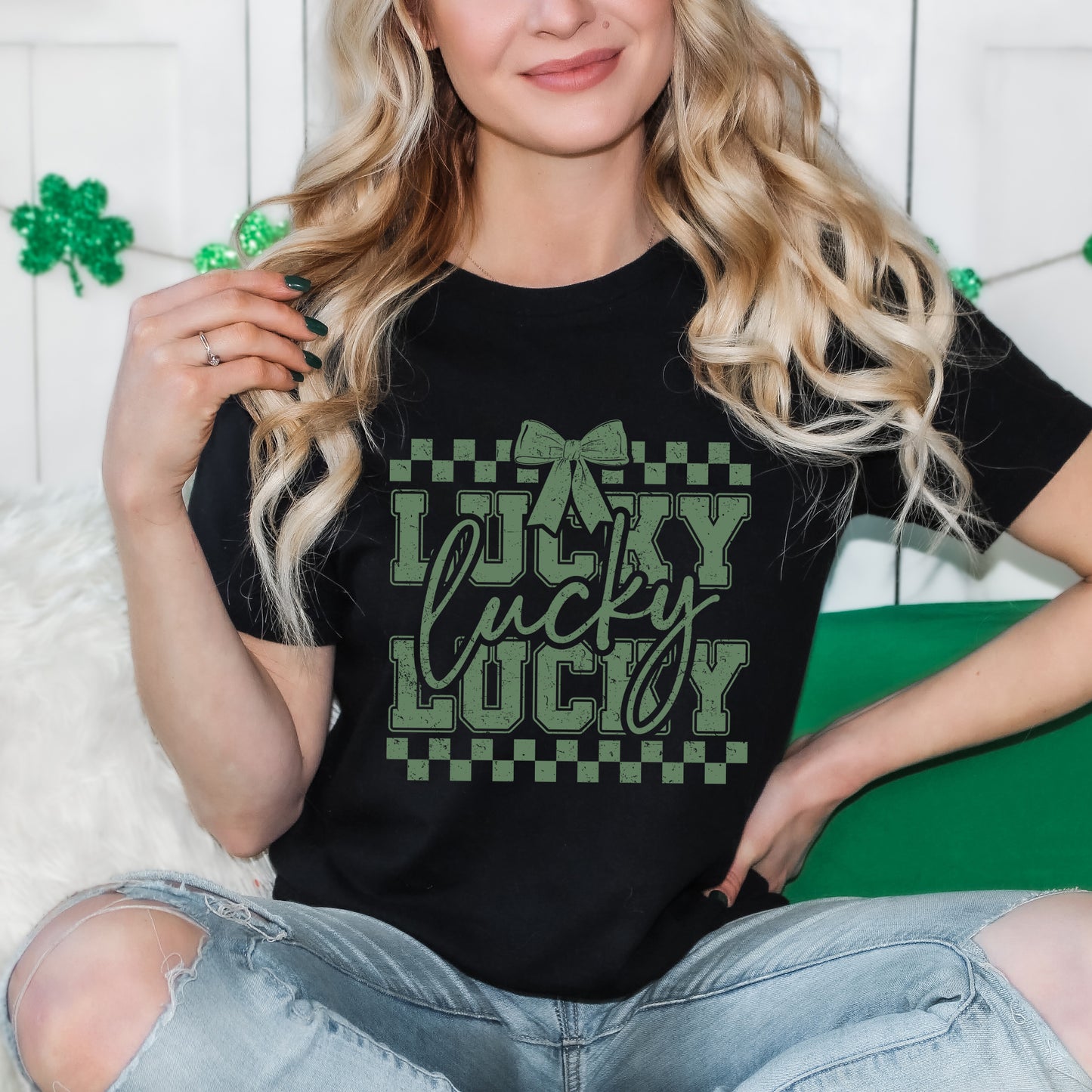 Lucky Stacked Coquette | Short Sleeve Graphic Tee