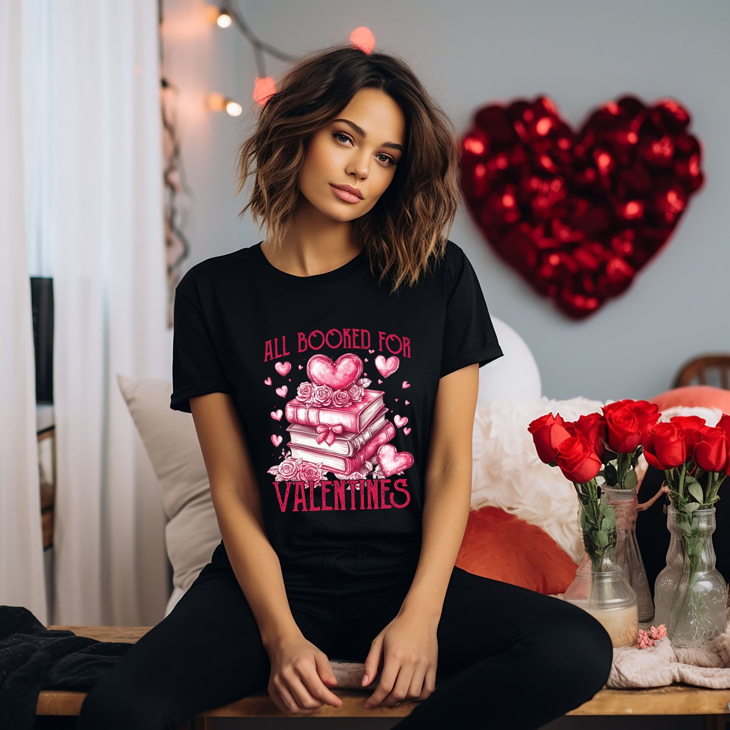 All Booked For Valentines | Short Sleeve Crew Neck