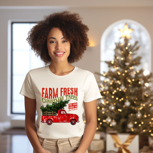 Farm Fresh Christmas Trees Truck | Short Sleeve Graphic Tee