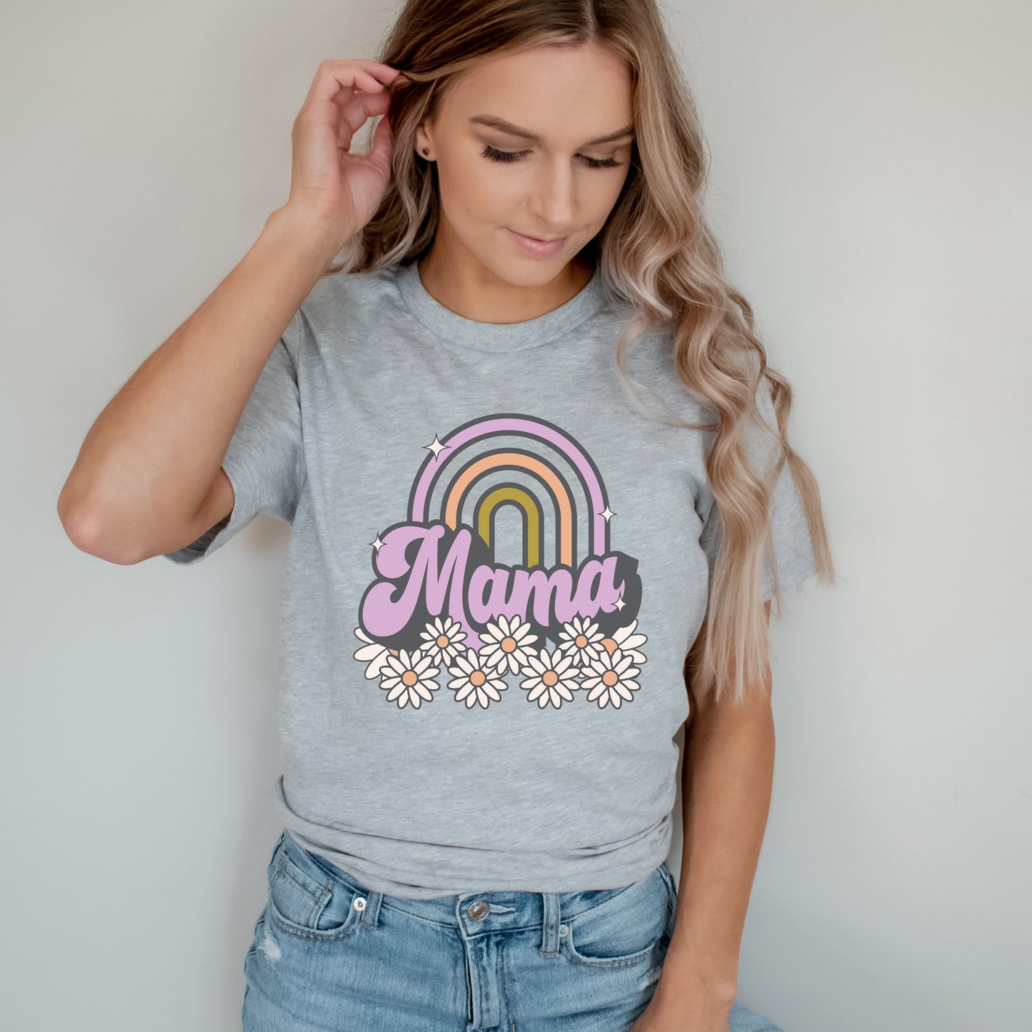 Mama Rainbow Flowers | Short Sleeve Graphic Tee