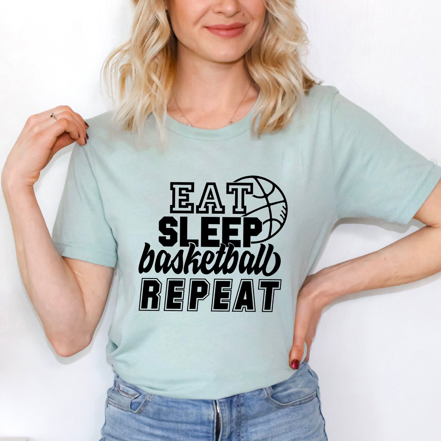 Eat Basketball Sleep Repeat With Ball | Short Sleeve Graphic Tee