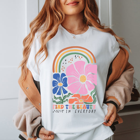 Boho Rainbow Find Beauty | Short Sleeve Graphic Tee