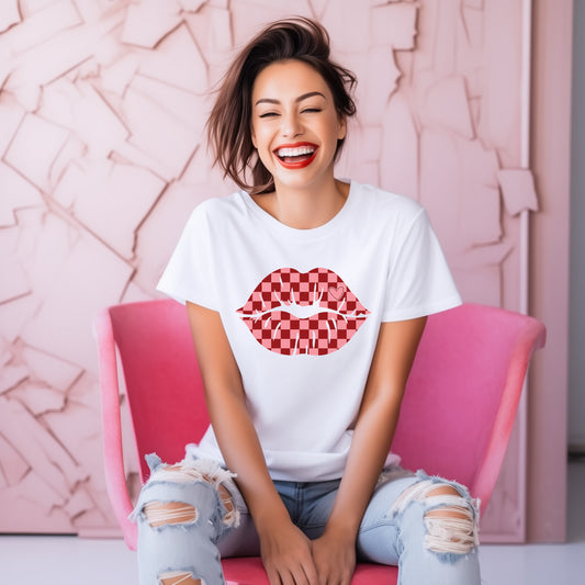 Checkered Lips | Short Sleeve Graphic Tee