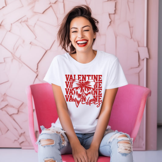 Coquette Valentine Vibes Stacked | Short Sleeve Graphic Tee