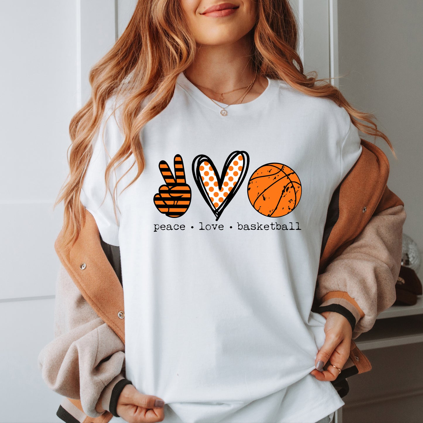 Peace Love Basketball (Colorful) | Short Sleeve Graphic Tee