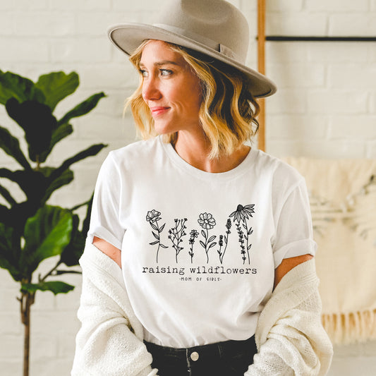 Raising Wildflowers Mom Of Girls | Short Sleeve Graphic Tee