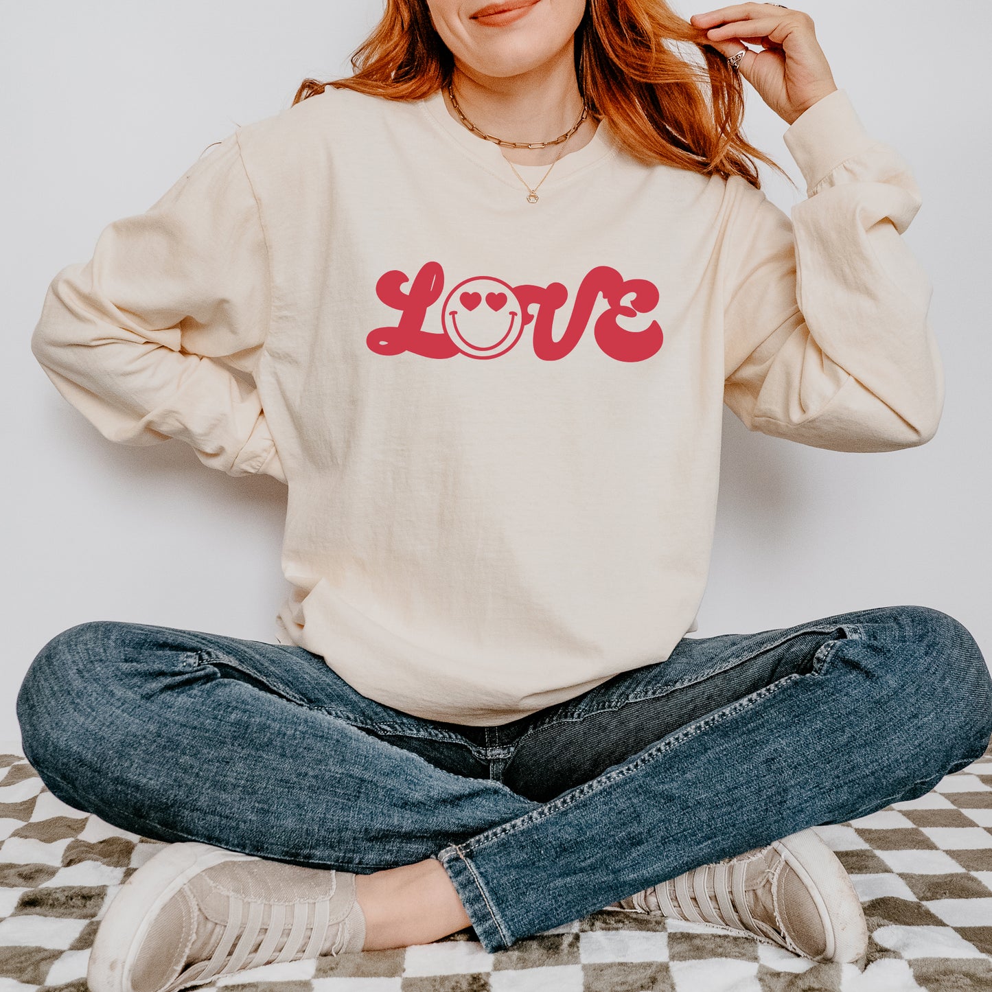 Love Smiley Face | Garment Dyed Long Sleeve