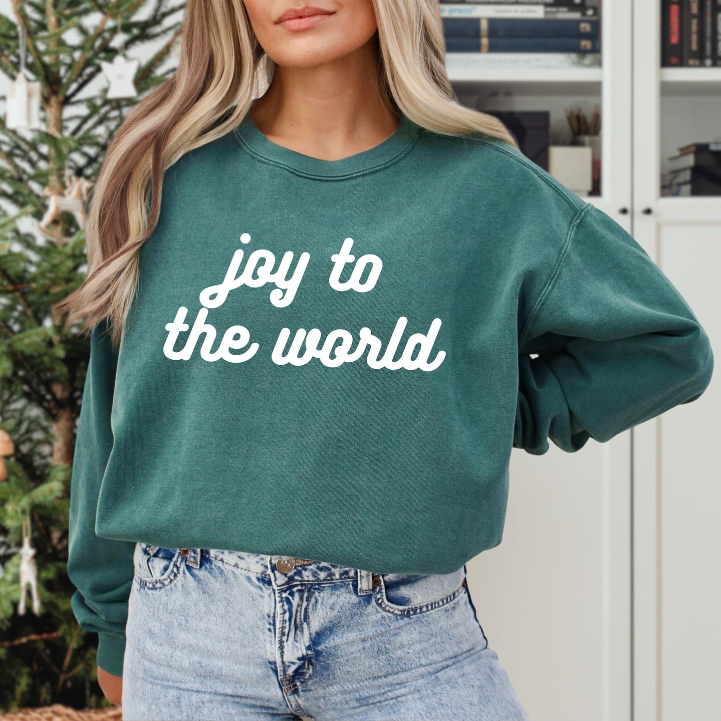 Joy To The World Bold Cursive | Garment Dyed Sweatshirt