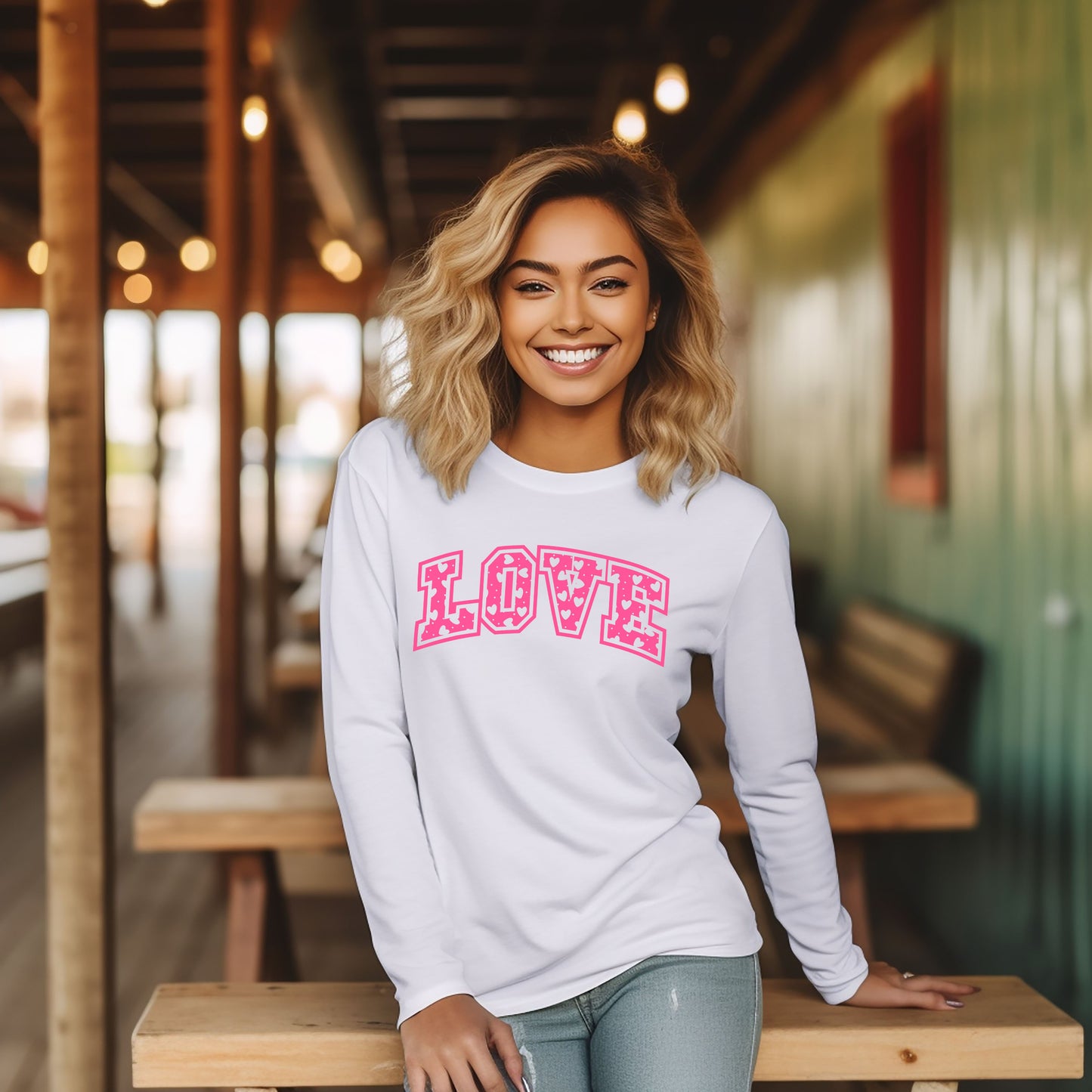 Love Varsity Hearts | Long Sleeve Graphic Tee