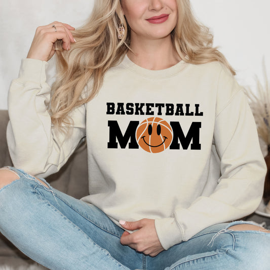 Basketball Mom Smiley Face | Sweatshirt