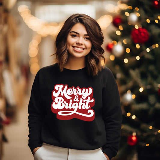 Retro Merry And Bright | Sweatshirt