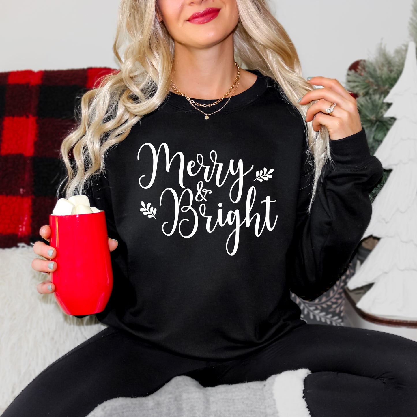 Merry And Bright Cursive | Sweatshirt