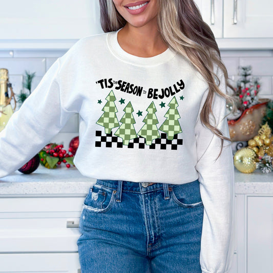 Be Jolly Checkered Tree | Sweatshirt