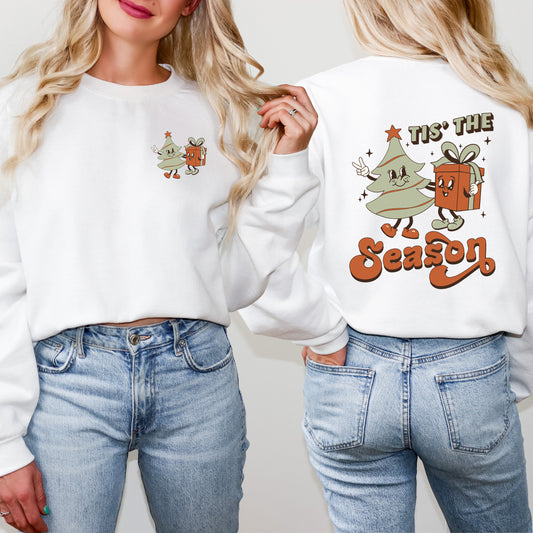 Retro Tis The Season Tree | Sweatshirt Front and Back Design