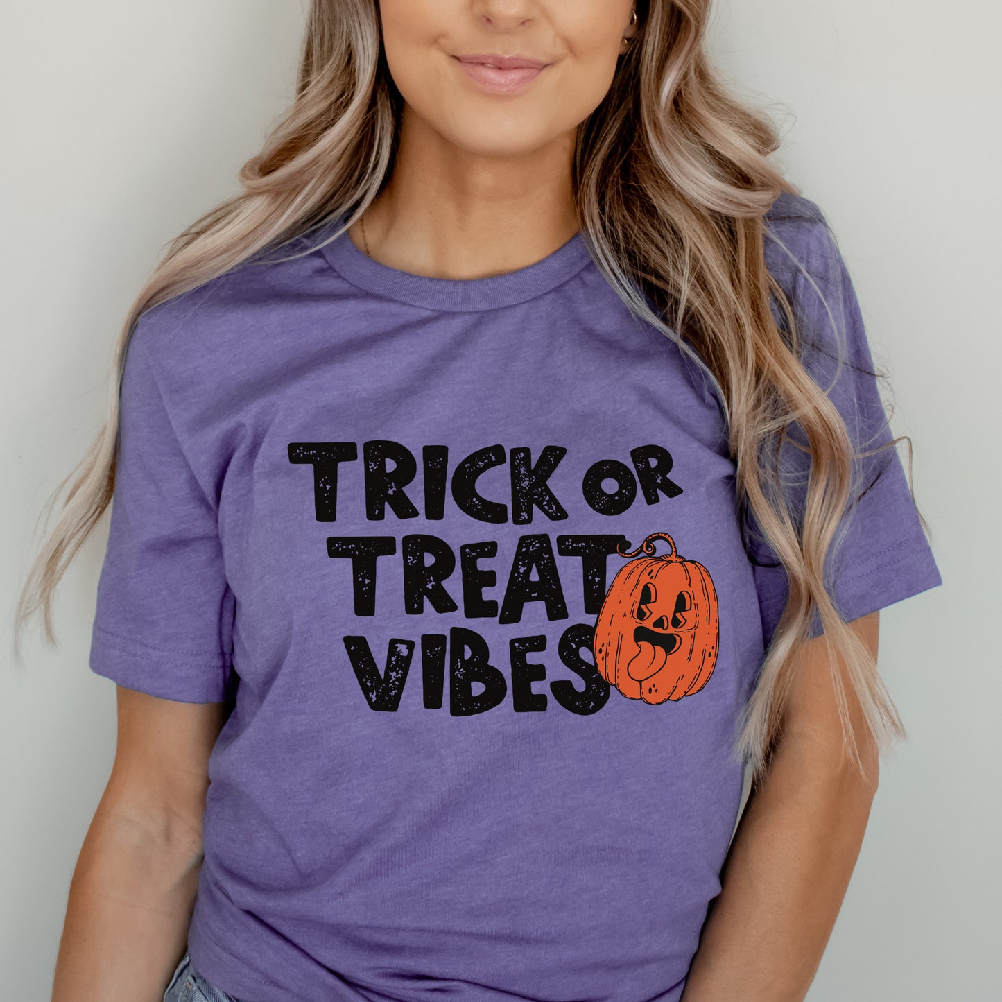 Trick or Treat Vibes Pumpkin | Short Sleeve Crew Neck