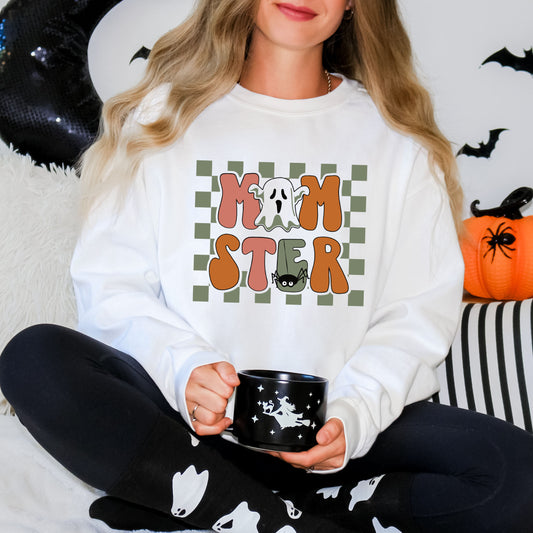 Checkered Momster Ghost | Sweatshirt