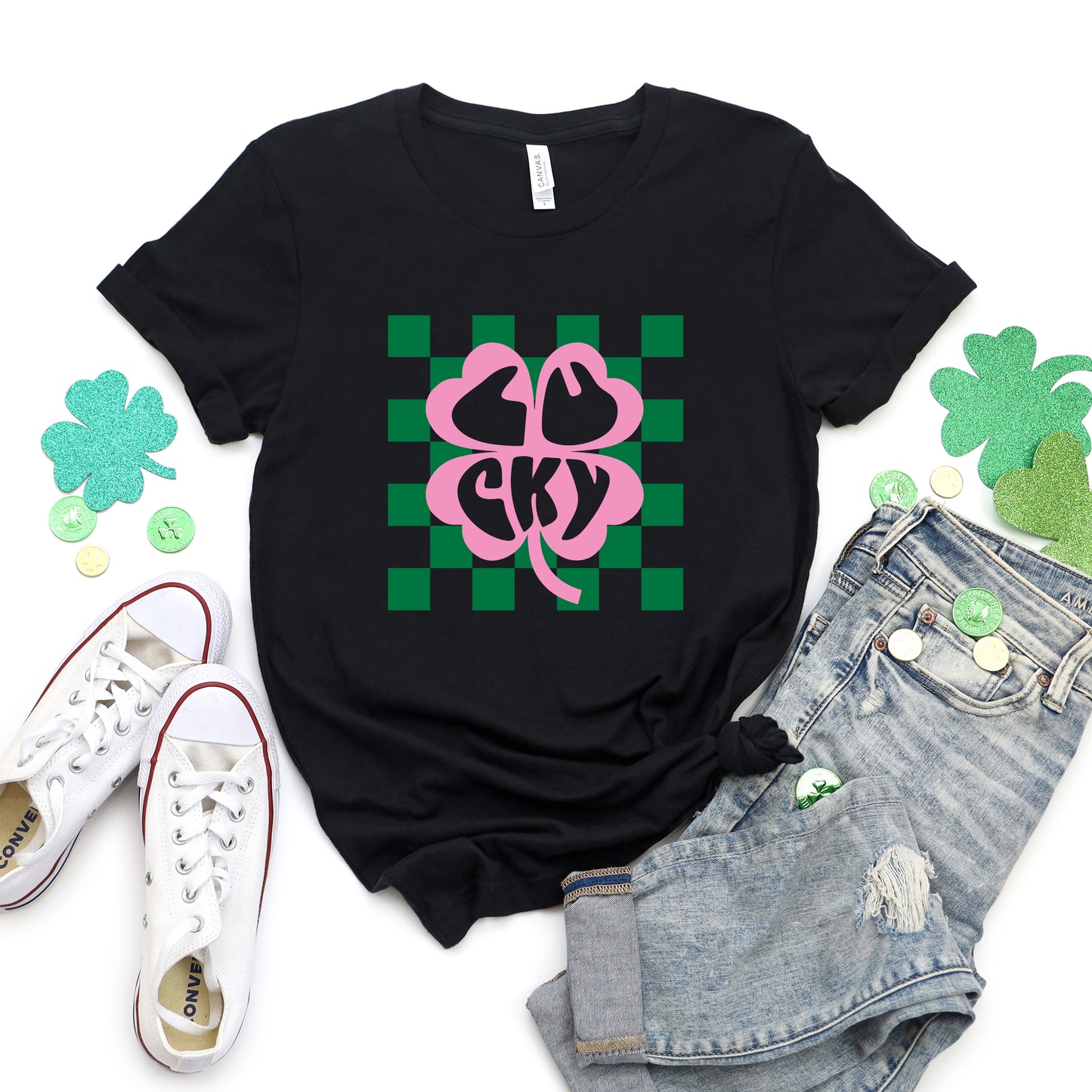 Lucky Clover Checkered | Short Sleeve Graphic Tee