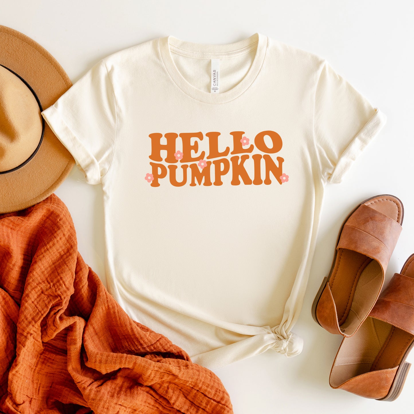 Hello Pumpkin Flowers | Short Sleeve Graphic Tee