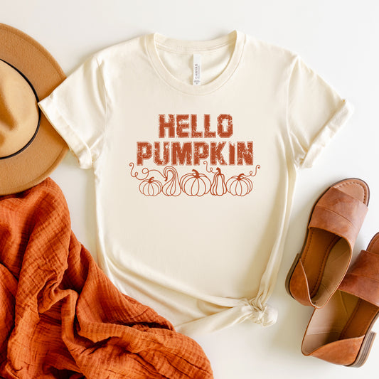 Hello Pumpkin Distressed | Short Sleeve Crew Neck