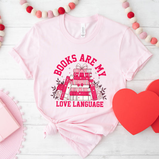 Books Are My Love Language Heart | Short Sleeve Crew Neck