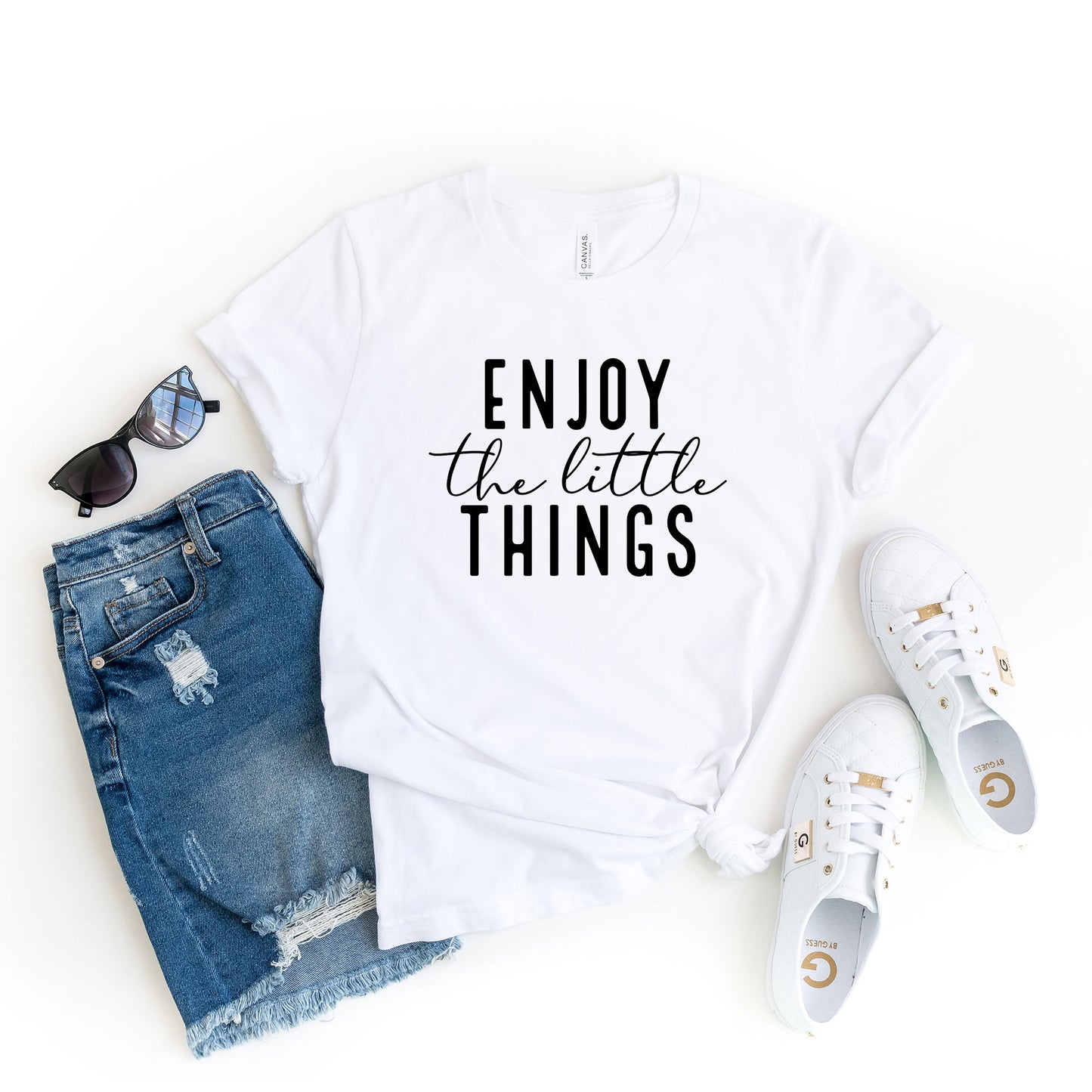 Enjoy The Little Things Cursive | Short Sleeve Graphic Tee