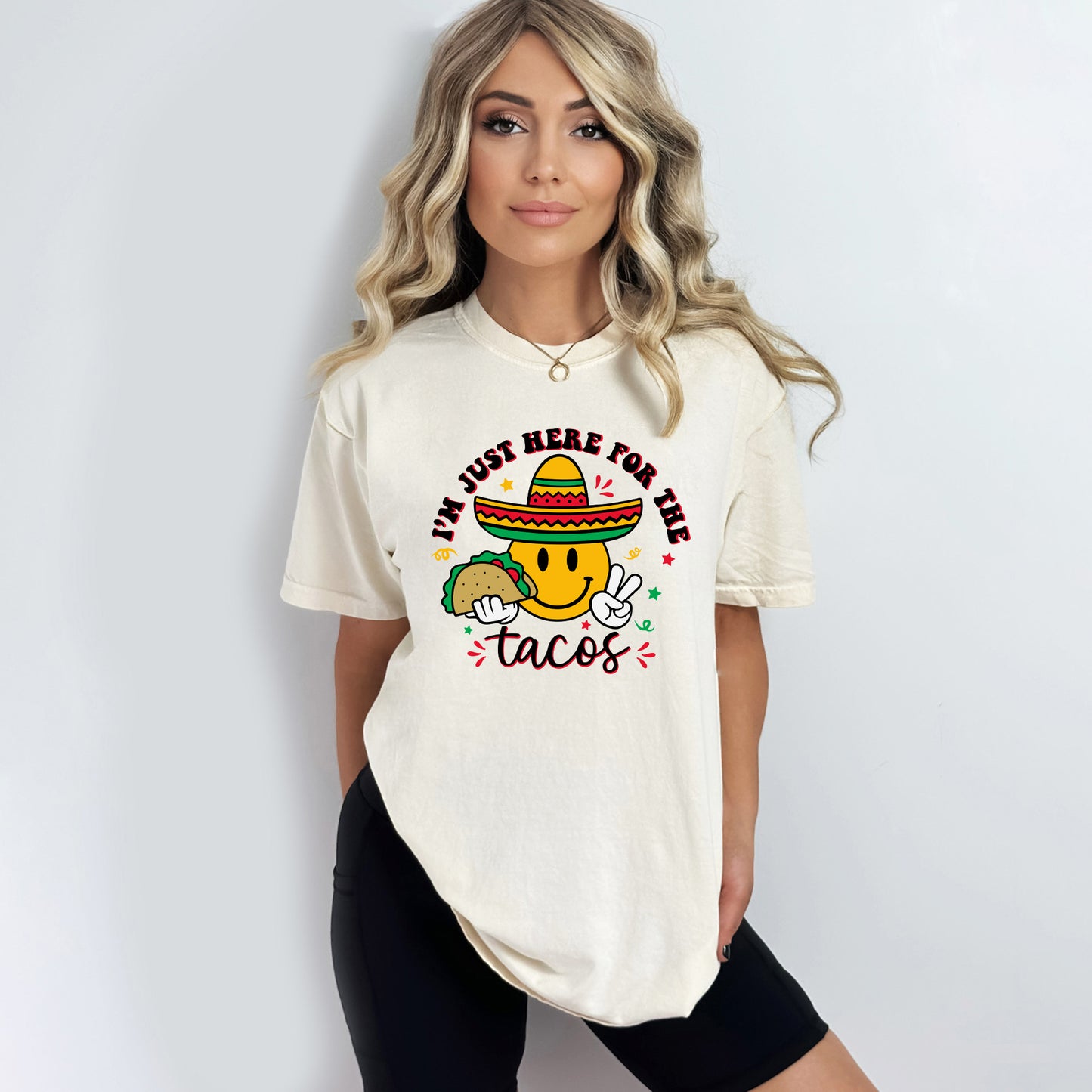 Here For The Tacos Smiley | Garment Dyed Short Sleeve Tee