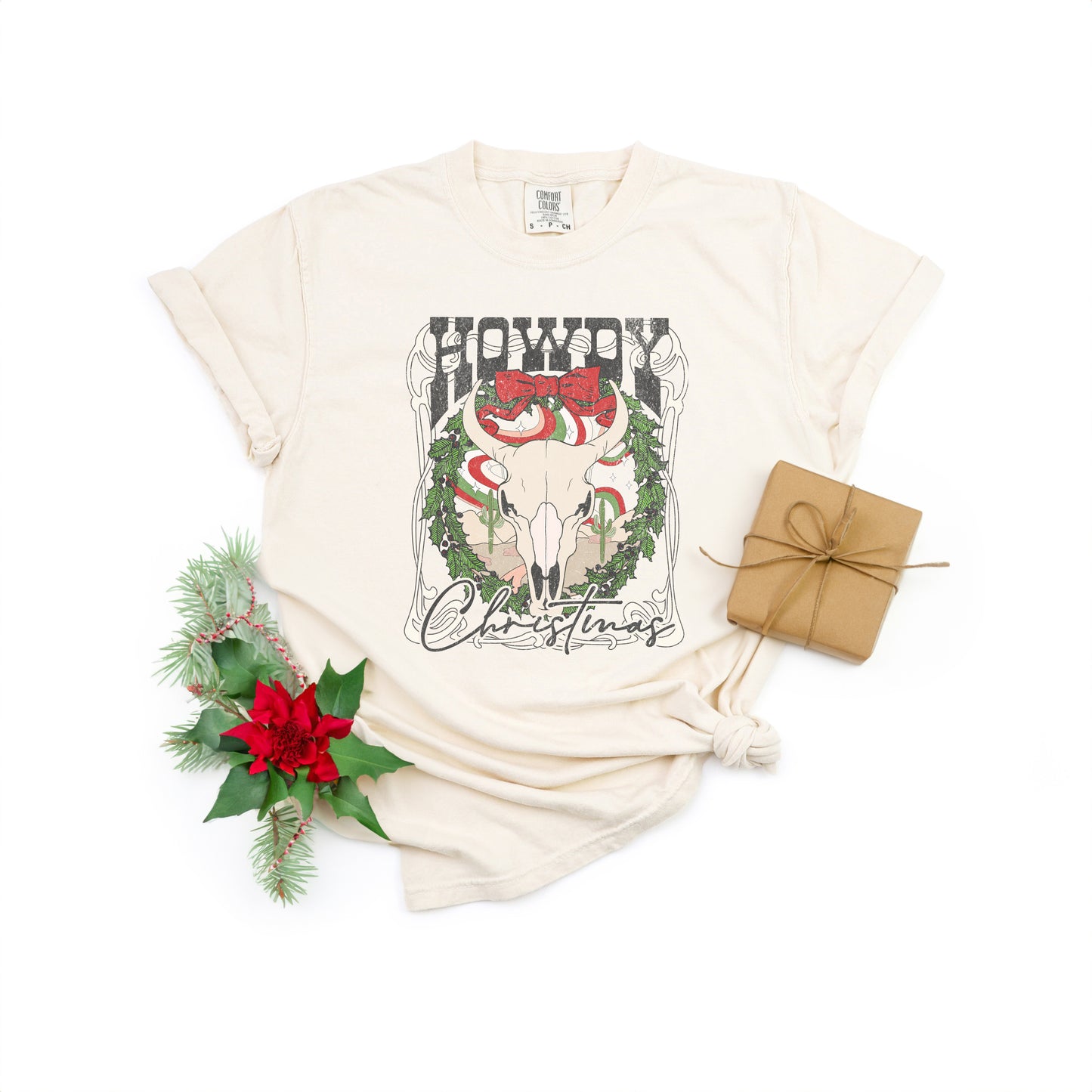 Howdy Christmas Bull | Garment Dyed Tee