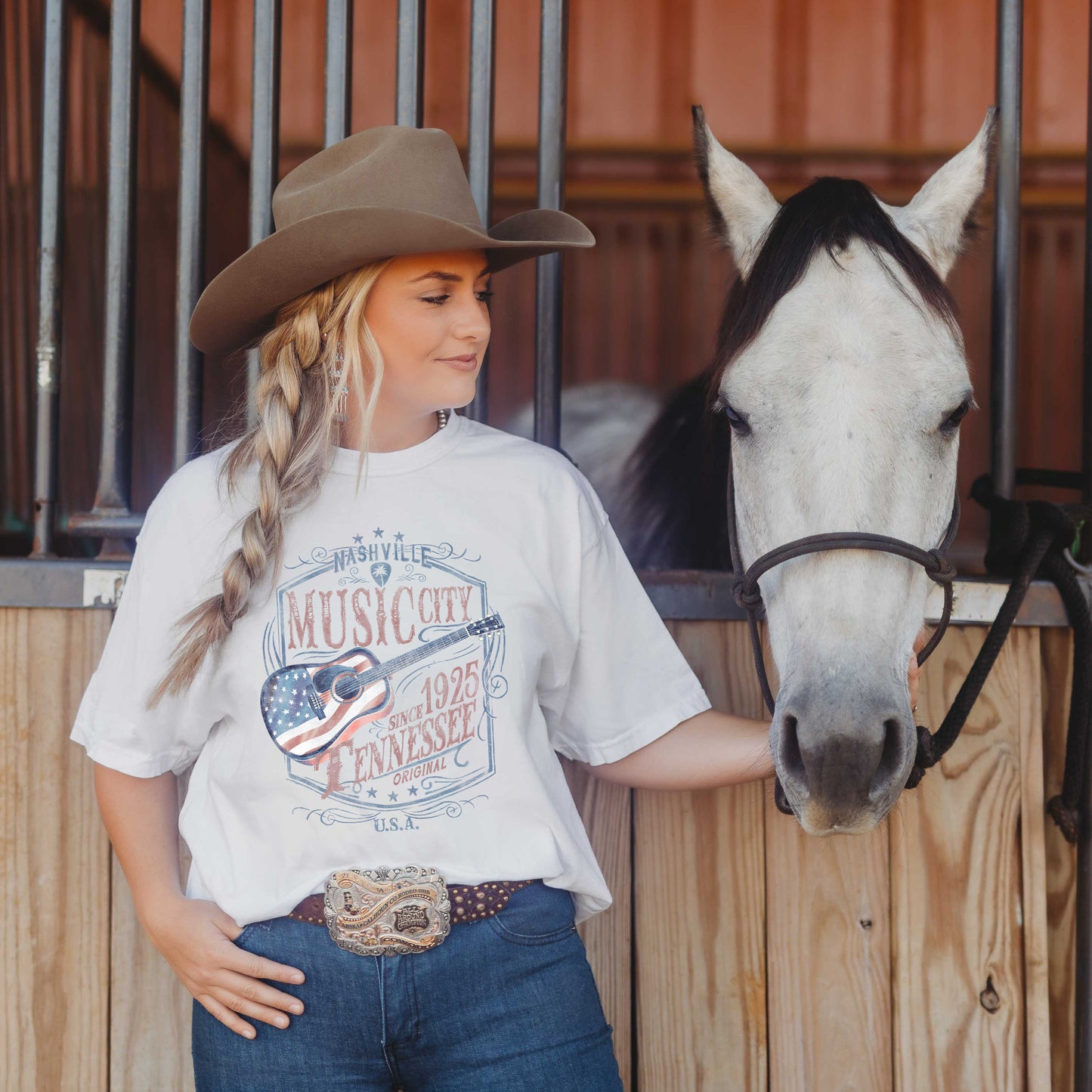 Nashville Flag Guitar | Garment Dyed Short Sleeve Tee