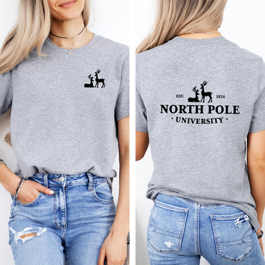 North Pole University | Front & Back Short Sleeve Graphic Tee