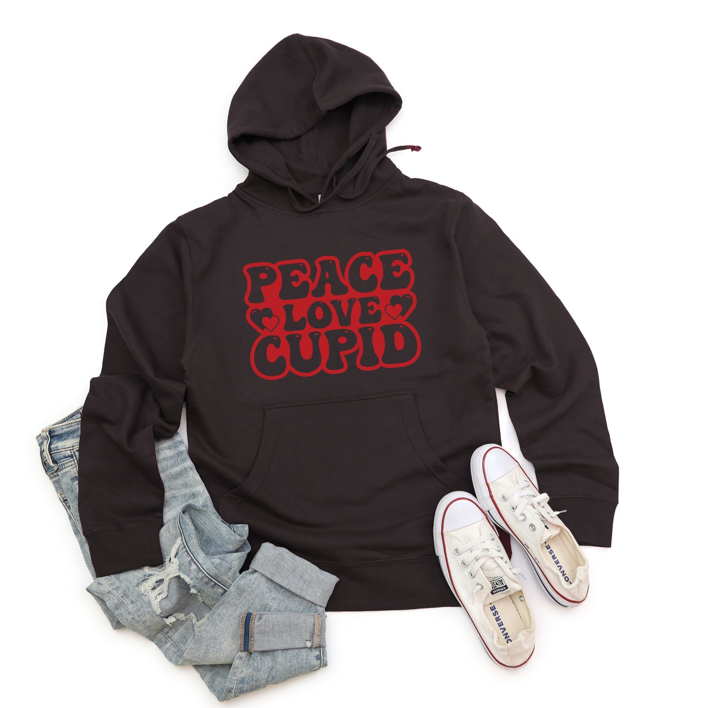 Peace Love Cupid Balloon Letters | Hoodie