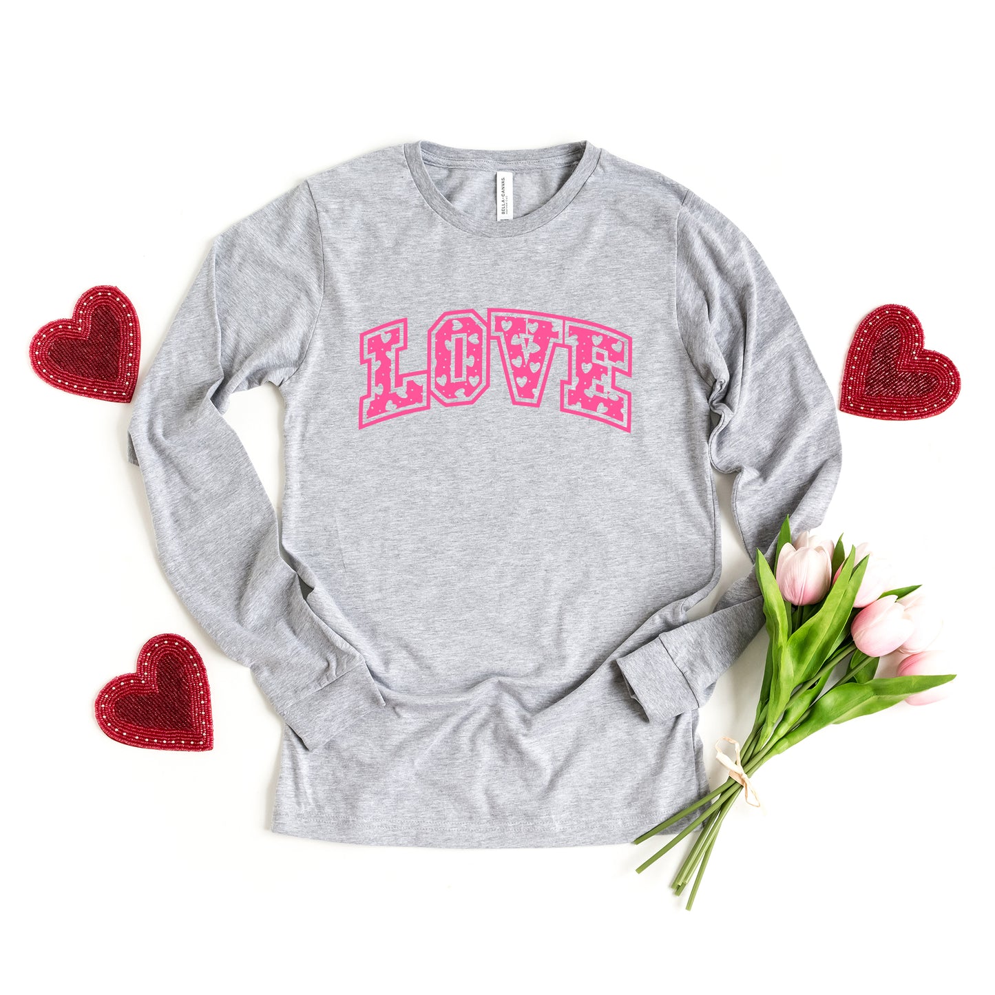 Love Varsity Hearts | Long Sleeve Graphic Tee