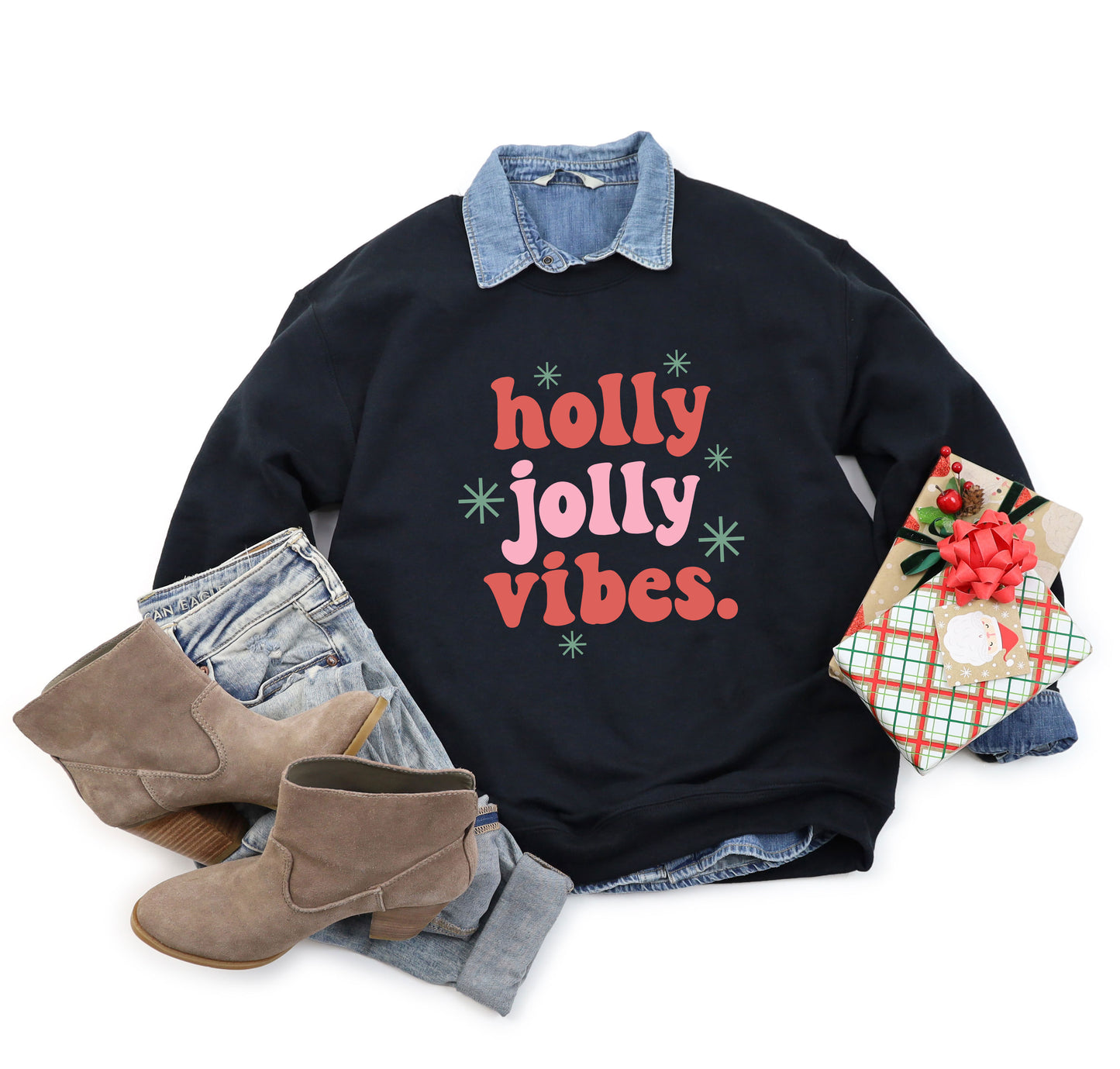 Retro Holly Jolly Vibes | Sweatshirt