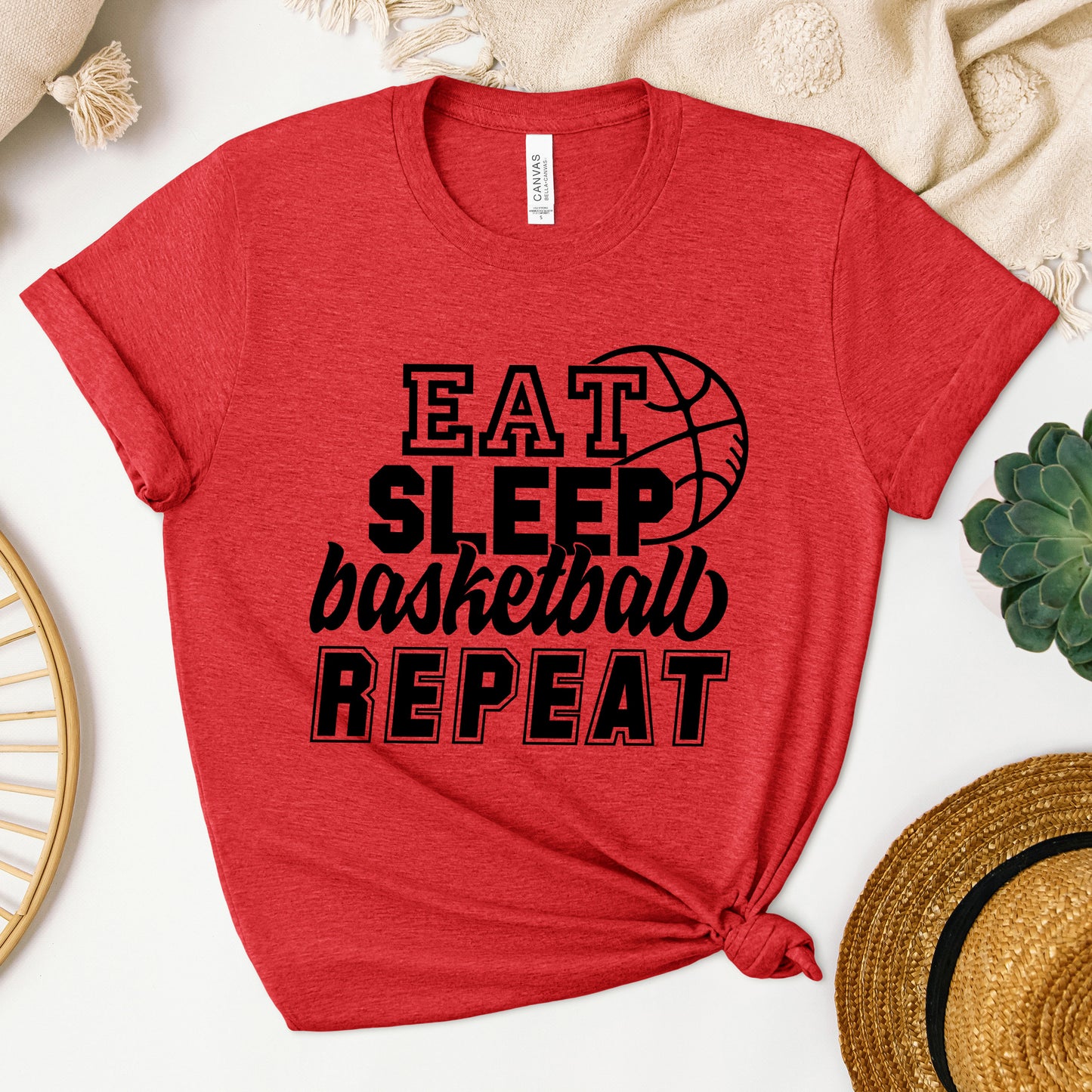 Eat Basketball Sleep Repeat With Ball | Short Sleeve Graphic Tee